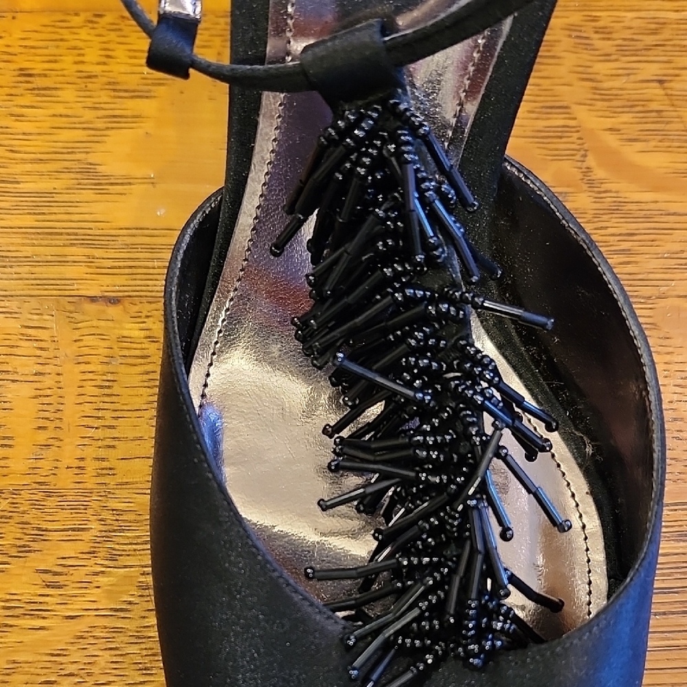 The Touch of Nina Black Beaded Heels. - Picture 3 of 9